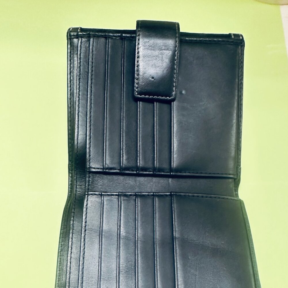 Black Coach signature jacquard and leather trim tri-fold wallet - Picture 4 of 12
